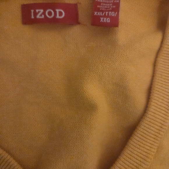 Izod Men's V-Neck Sweater in Yellow with Black Stripes - Picture 4 of 4